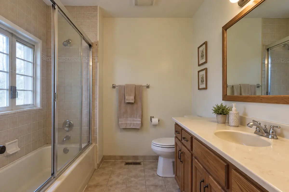Illustration of a typical bathroom before remodeling
