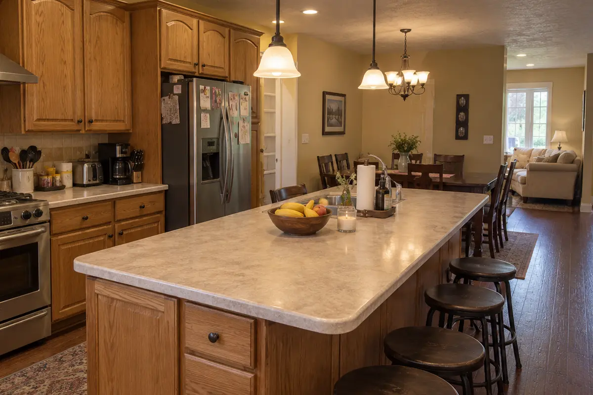 Illustration of a typical kitchen before remodeling