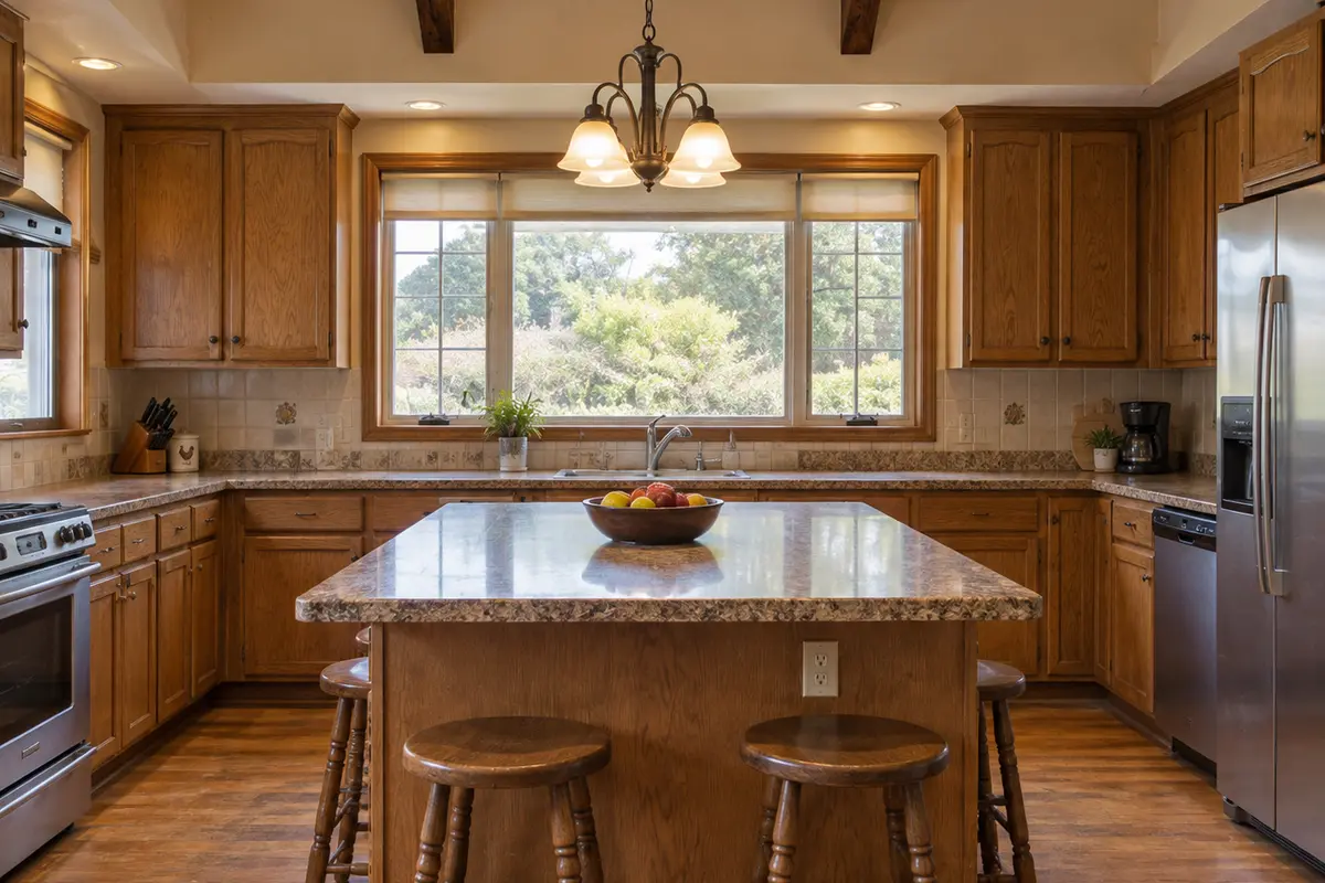 Illustration of a typical kitchen before remodeling